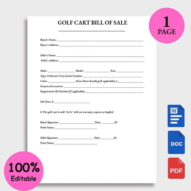 What Is a Golf Cart Proof Of Purchase?